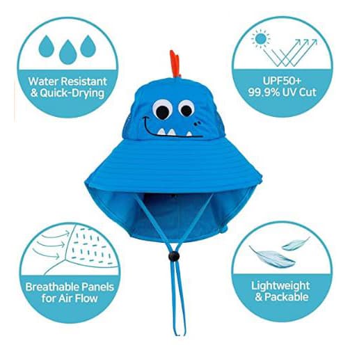 Solhatt för barn med bred brättad strandhattar deep blue