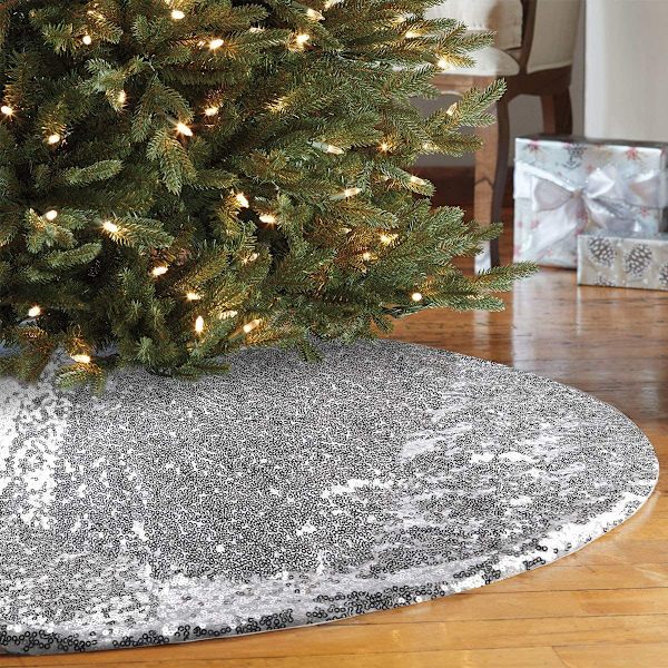 48 Tommer Sequin Dobbelt Træmåtte til Julepynt Silver