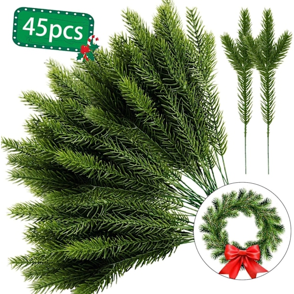 45 Pack Konstgjorda Tallbarr för DIY Kransar 45Pcs