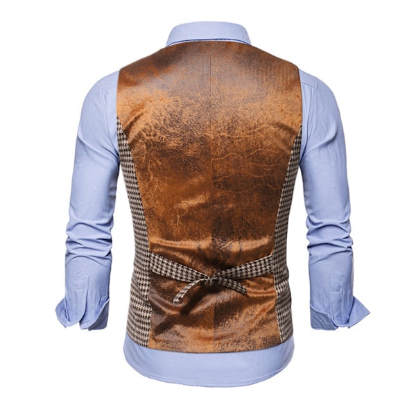 Miesten Pukuliivi Business Ruudullinen Juhlava Liivi Slim Fit Liivit coffee 2XL