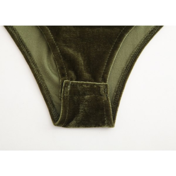 Kvinders V-hals Sexy Fløjls Strapless Bodysuit Jumpsuit Sød Hjerteformet Dyb Army Green M