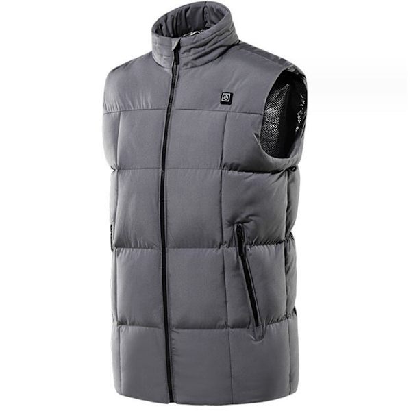 Varmeregulert Veste for Menn, Smart Elektrisk Oppvarmet Veste Gray M