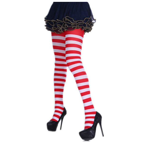 2st Kvinnor långrandiga strumpor Halloween strumpor red