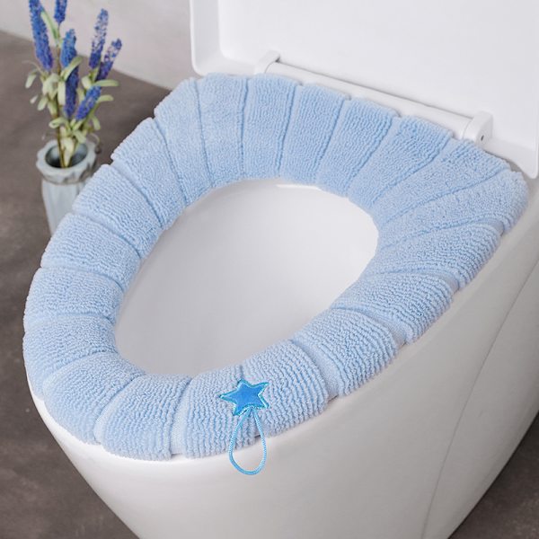 2st Universal förtjockad stickad toalettsitsdyna blue