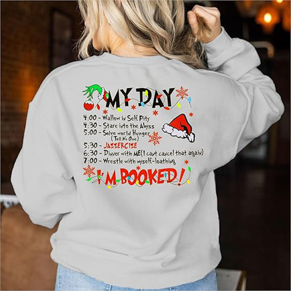 Merry Christmas Tröja Kvinnor Jul Långärmad Tröja Blus Topp Grey 4XL