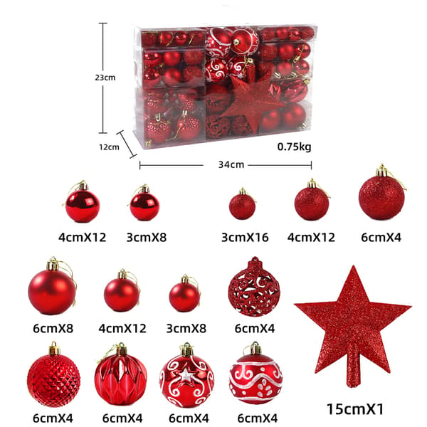 101 st set prydnadsföremål som för julgran Red