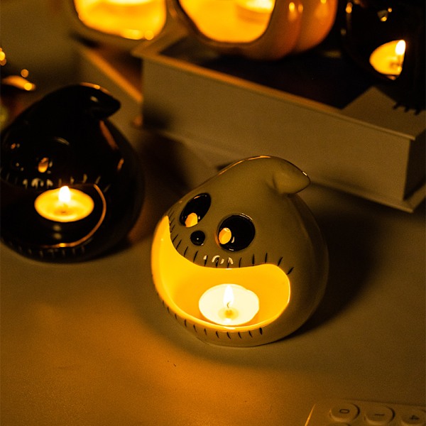 Halloween Spöklykta Ornament Keramisk Spök Ljusstake Witch