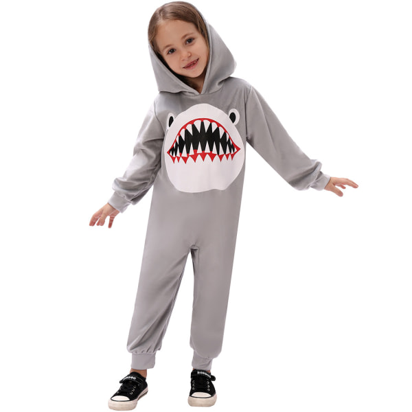 Shark Onesie Barn Djurdräkt Flickor Pyjamas One Piece Plysch nattkläder L