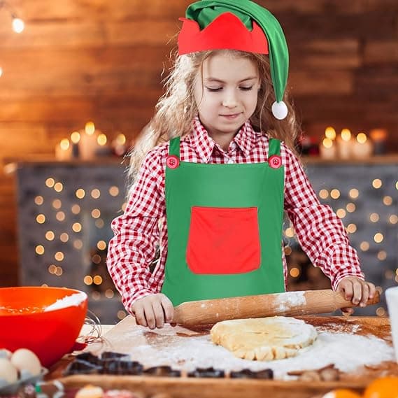 4 stycken jultomte-kit inklusive tomteförkläden och tomteluvor för jul