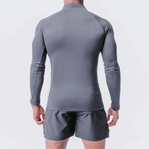 Herrar Långärmad Pullover Snabbtorkande Sweatshirt Topp Gray M