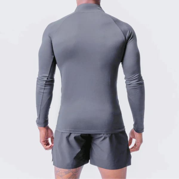 Menn's Langærmet Pullover Hurtigtørkende Genser Topp Gray M