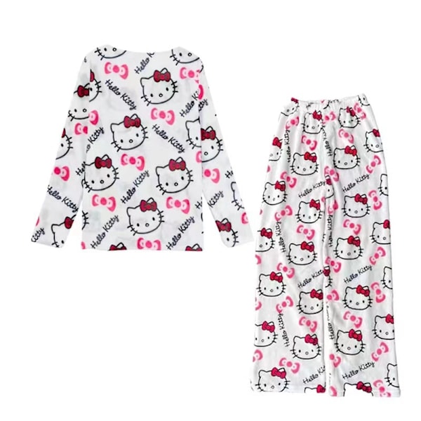 Vinterpyjamas för Kvinnor - Söta Flanellpyjamasuppsättningar White M