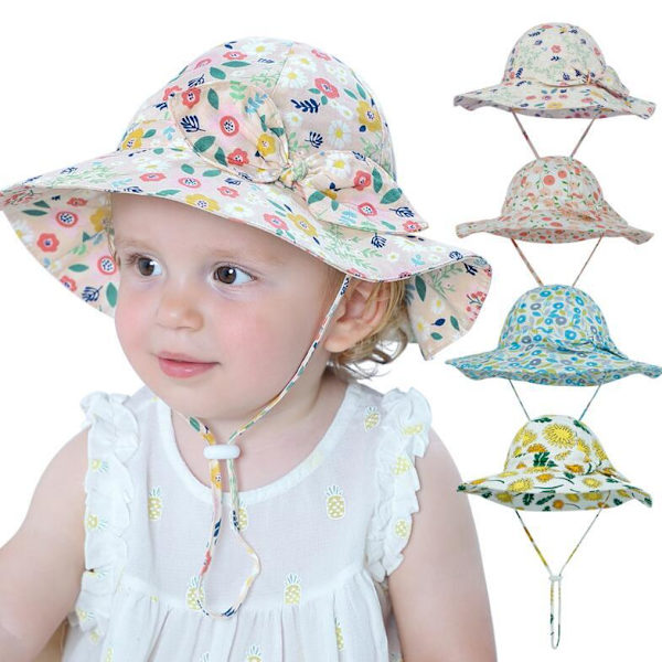 Baby sommar solskydd barn flickor hatt Yellow Flowers 50