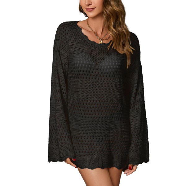 Damernas Baddräkt Stickad Strandklänning Sommar Badkläder black XL