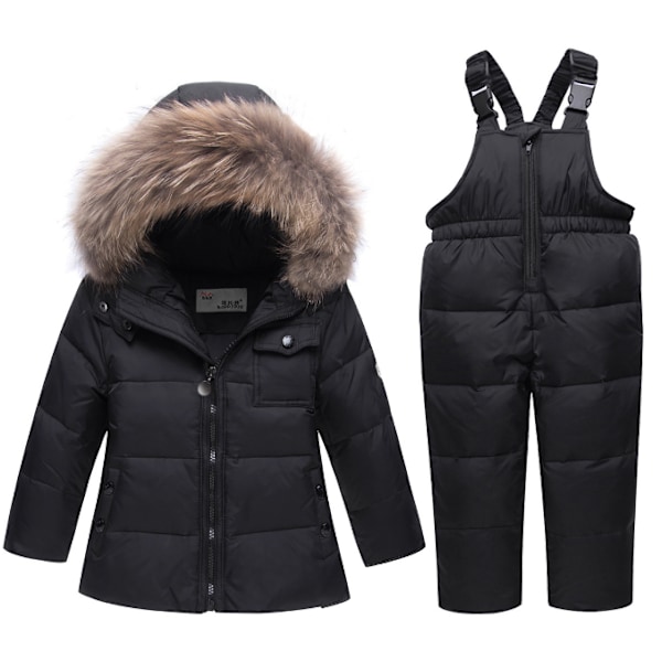 Unga flickor pojkar Puffer skidjacka och snödräkt set black 100cm