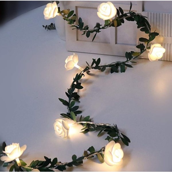 Christmas Rose Flower Vine LED String Lights 6m 40 light