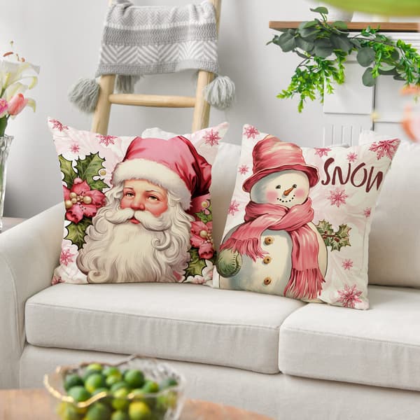 Rosa Julepynt Pudebetræk 18x18 Sæt af 4 4pcs