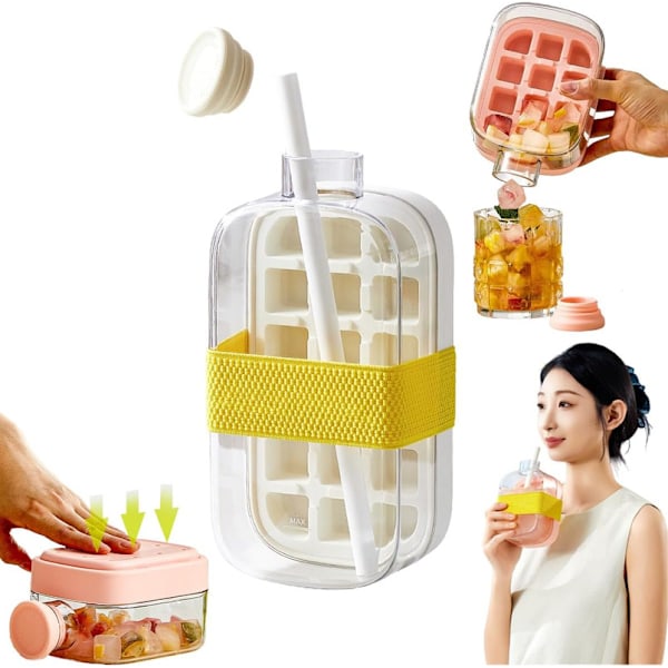 Jääpala Pullo – 2-in-1 Kosketusvapaa Jääpala-astia & Vesipullo Kannella White/800ml