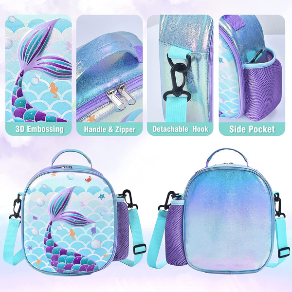 Mermaid Lunch Bag - Isolerad Lunchbox för tjejer
