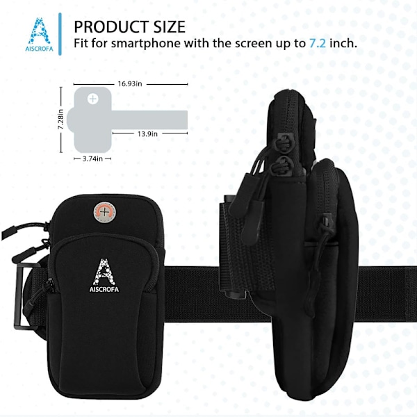Sportarmband, Löpning Gym Universal Smartphone Armväska Black