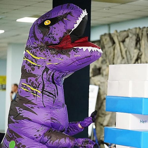 Uppblåsbar Dinosauriekostym för Vuxna, Dinosaurie Uppblåsbar Kostym för Vuxna Purple