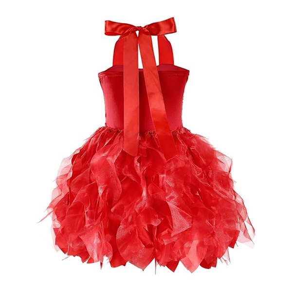 Tyttöjen Tutu-mekko, Kimaltavaa Sekvensoitua Tullea Prinsessan Syntymäpäiväjuhla-asu Red 6T