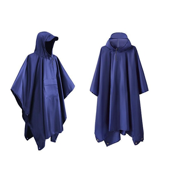 Vuxen utomhus tre-i-ett PU-belagd regnkappa blue