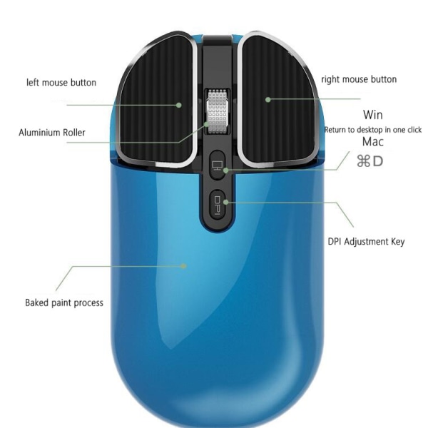 Trådløs Bluetooth-mus med 2.4G-mottaker Black