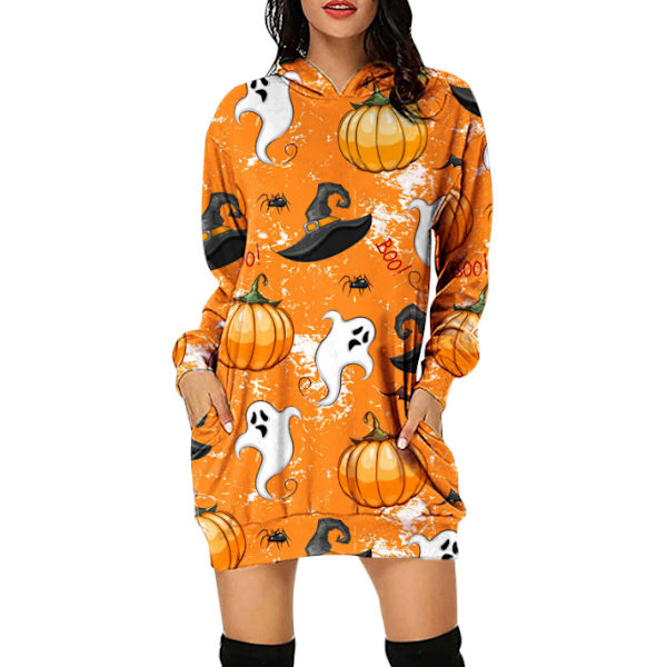 Kvinnors Halloween pumpa sweatshirts Casual Tops yellow XL