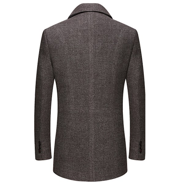 Herreullfrakk med avtakbar rutete skjerf, hakket krage, enkeltspent peacoat, trenchcoat Grey 2 M