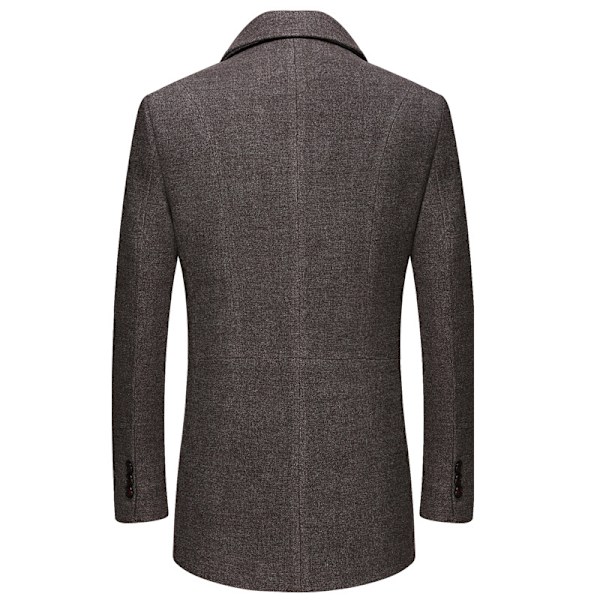 Mænds Uldblendsfrakke med Aftagelig Plaid-Sjal, Hakket Krave, Enkeltbryst Peacoat Trench Overfrakke Grey 1 S