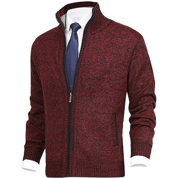 Herrar Stickad Tröja, Casual, Med 2 Fickor Framtill Red L