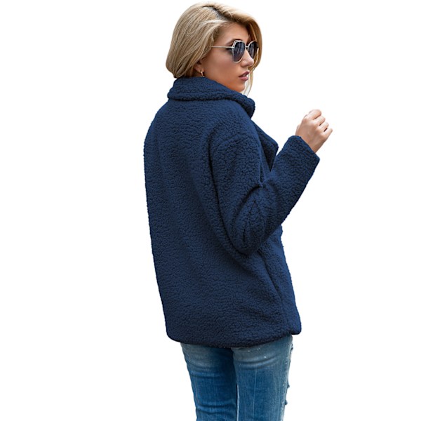 Dame Faux Shearling Shaggy Oversized Shacket Jakke Blue S