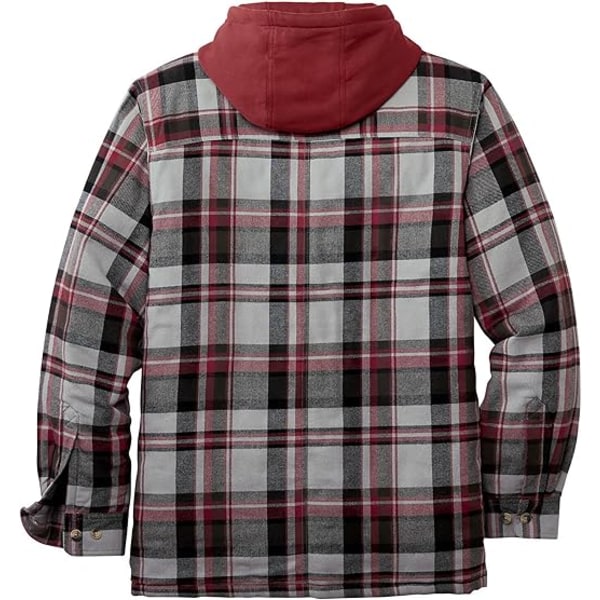 Herrar Klassisk Rutig Tryckt Bomullsjacka med Huva Red XL