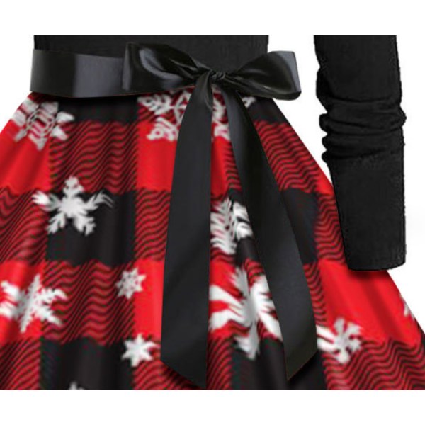 Jul V-ringad klänning för kvinnor Vintage Print Long Style2 S