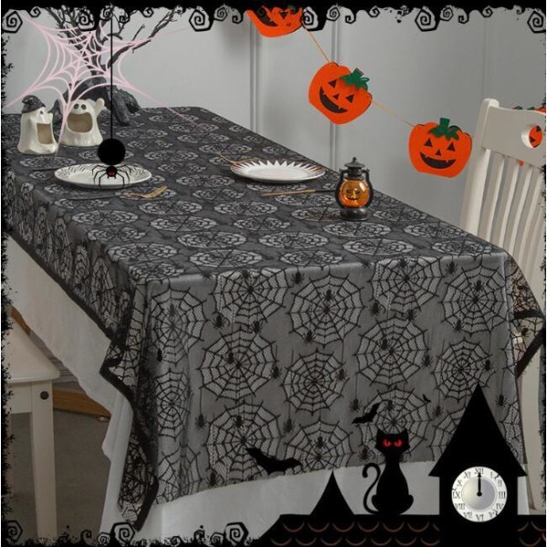 Halloween Sort Sort Bordduge Large Spider Web 152*260