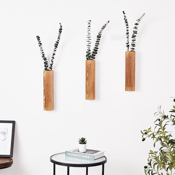 3 st Väggplanter av Trä för Inomhusväxter 3PCS