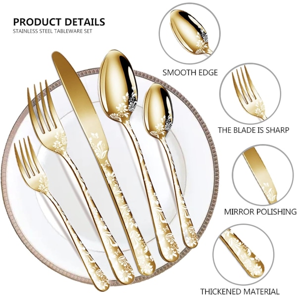 20-delad Unik Mönsterdesign Servis Gold