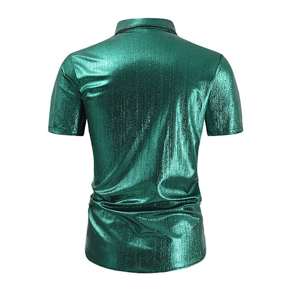 Miesten Metalliset Lyhythihainen Paita Disco Yökerho Juhla T-paidat Green 2XL