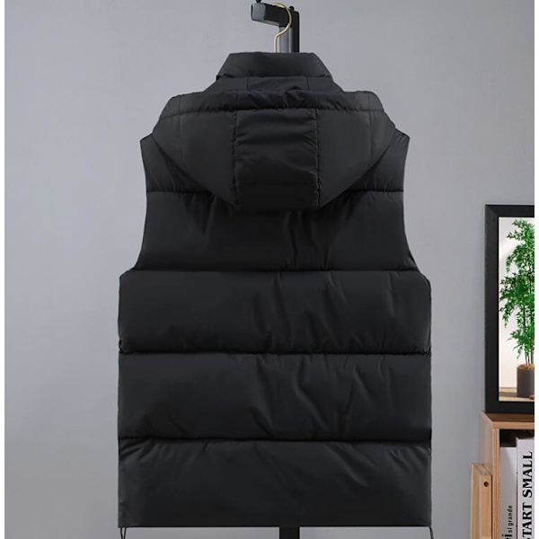 Herrar Bomulls-Huva Väst Tjockad Väst Black XL