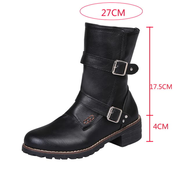 Dam Biker Boots Mid Calf Motorcykel Mode Boots Coffee 40