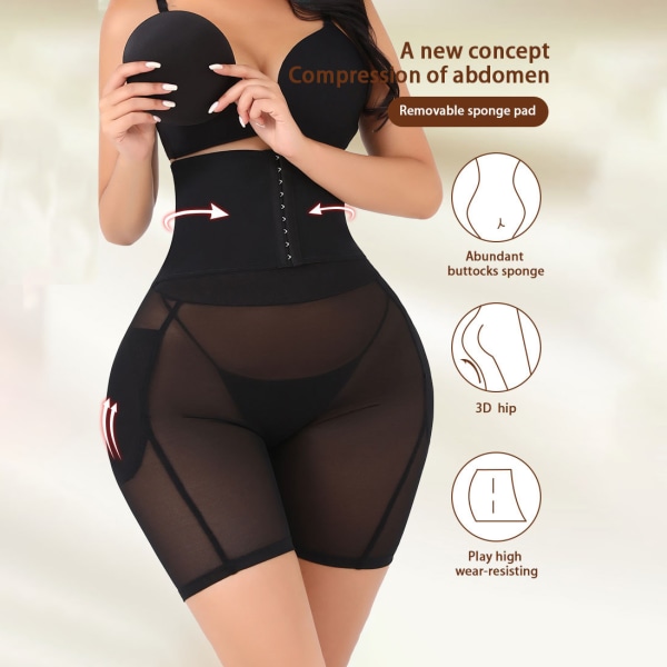 Kvinnors Butt Lifter Shapewear Hip Pads Enhancer Trosor Black S