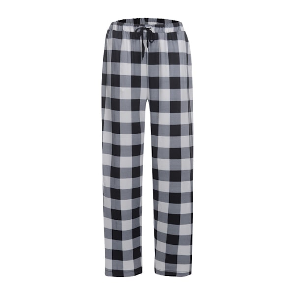 Männs Plaid Pyjamasbyxor, Mjuka Loungebyxor med Fickor White M