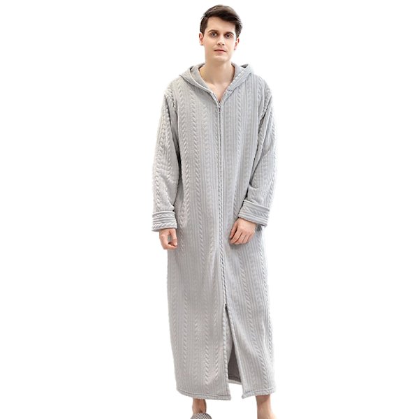 Dame Fleece Varmt Badekåbe, Cozy Fluffy Lang Badekåbe Grey-Men M