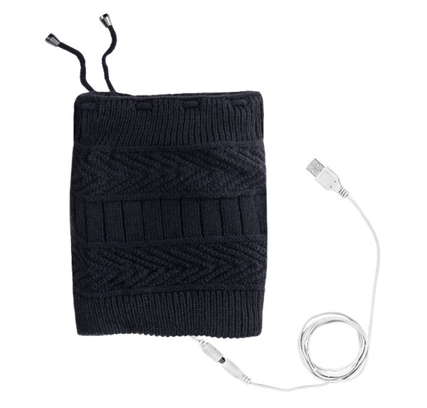 USB uppvärmd halsduk stickad mössa black
