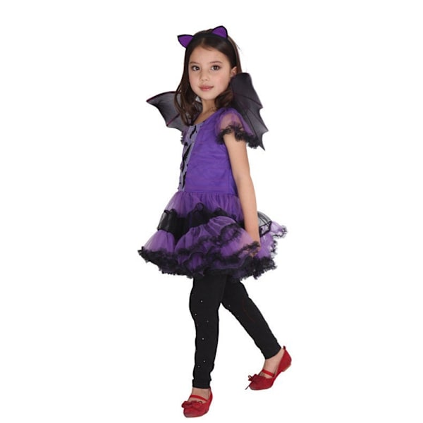 Jentekostyme for Halloween - Flaggermus Witch Cosplay Kostyme Tutu Kjole Sett for Barn M