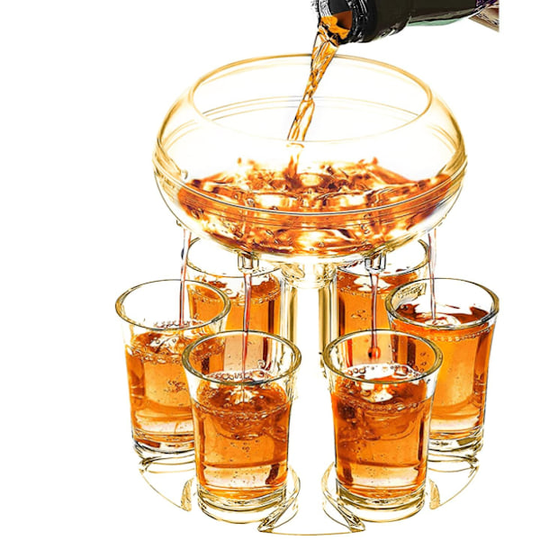 6 Shotsglas Dispenser og Holder, Akryl Gold
