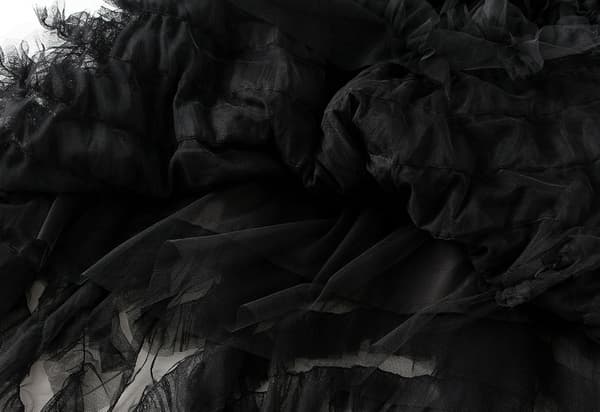 Kvinders Sød Elastisk Talje Tulle Lagdelt Ruffles Mesh Lang Lagdelt Skørt Black