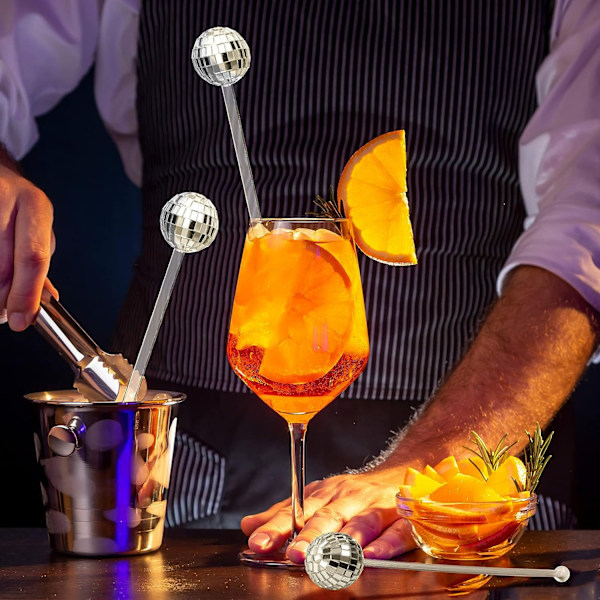 24 stk Discokuler Cocktailrør Plast Runde Topp Swizzle Sticks Silver
