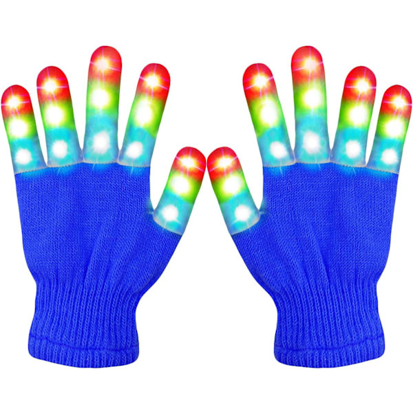 LED-lysende Rave-leker, Glow Finger-hansker for barn Blue
